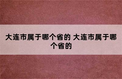 大连市属于哪个省的 大连市属于哪个省的